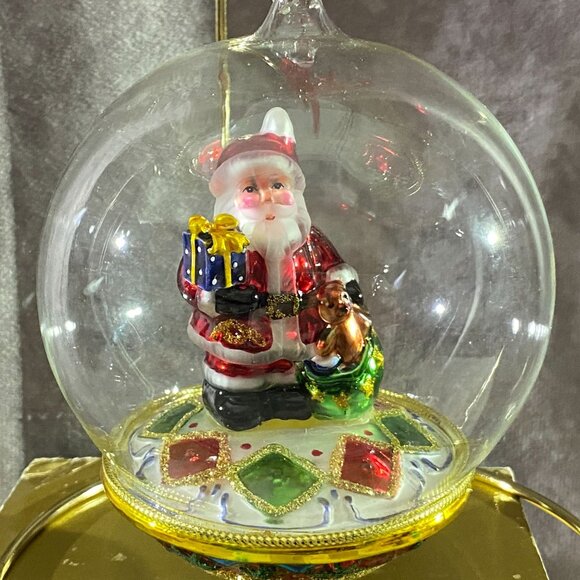 Kirkland Signature Glass Ball Santa Claus Ornament With Original Box - Picture 1 of 9